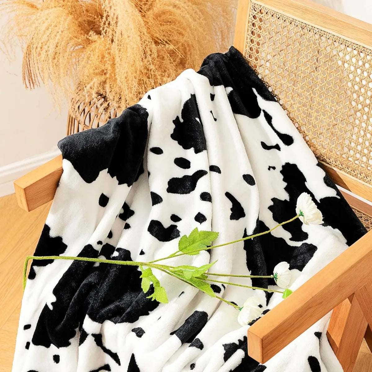 Cow Print Fuzzy Throw Blanket