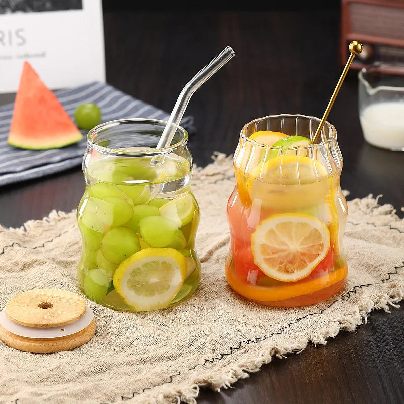 1/2pcs 500ml Glass Tumblers Cups with Straw Mason Jar