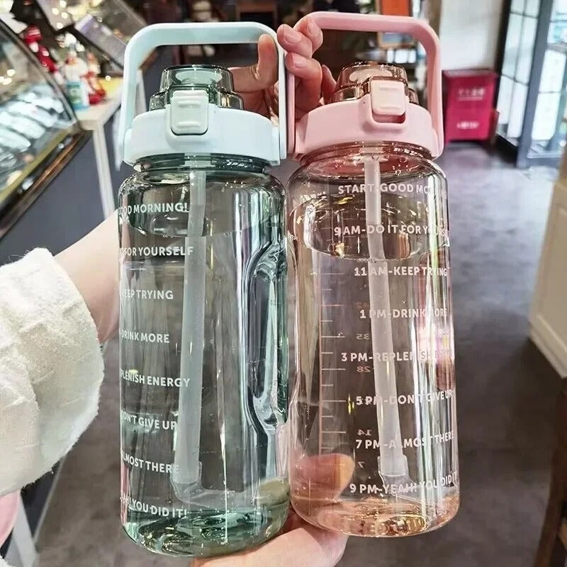 2000ml sports bottle men and women w/straw